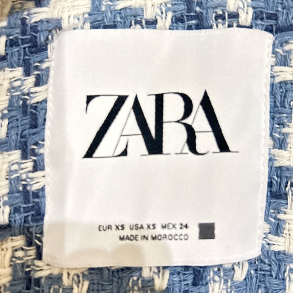Zara Blue and White Houndstooth Button Down Shirt - Picture 12 of 12